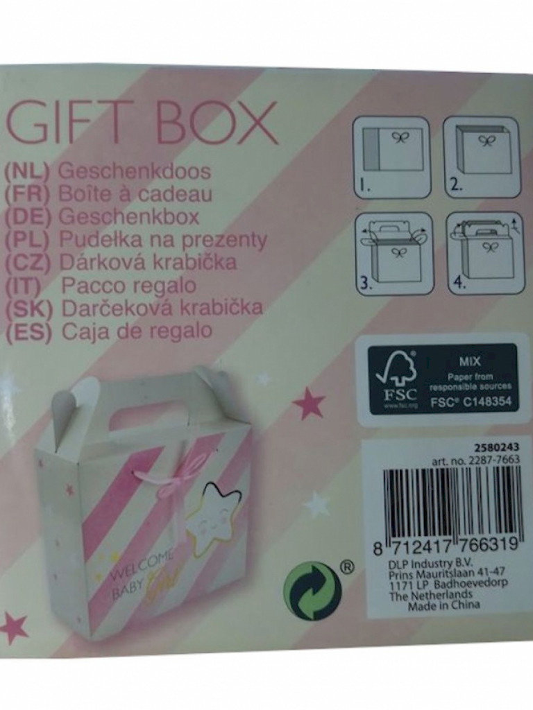 Geschenkboxen Partyboxen "Welcome Baby Girl" 26 x 22 x 9,5 #15440