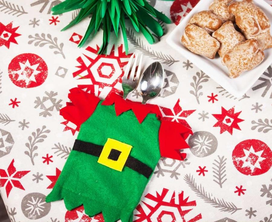 4x Besteck Tasche Beutel Tischdekoration Geschirr Weihnachtsdekoration 4x Besteck Tasche Beutel Tischdekoration Geschirr Weihnachtsdekoration