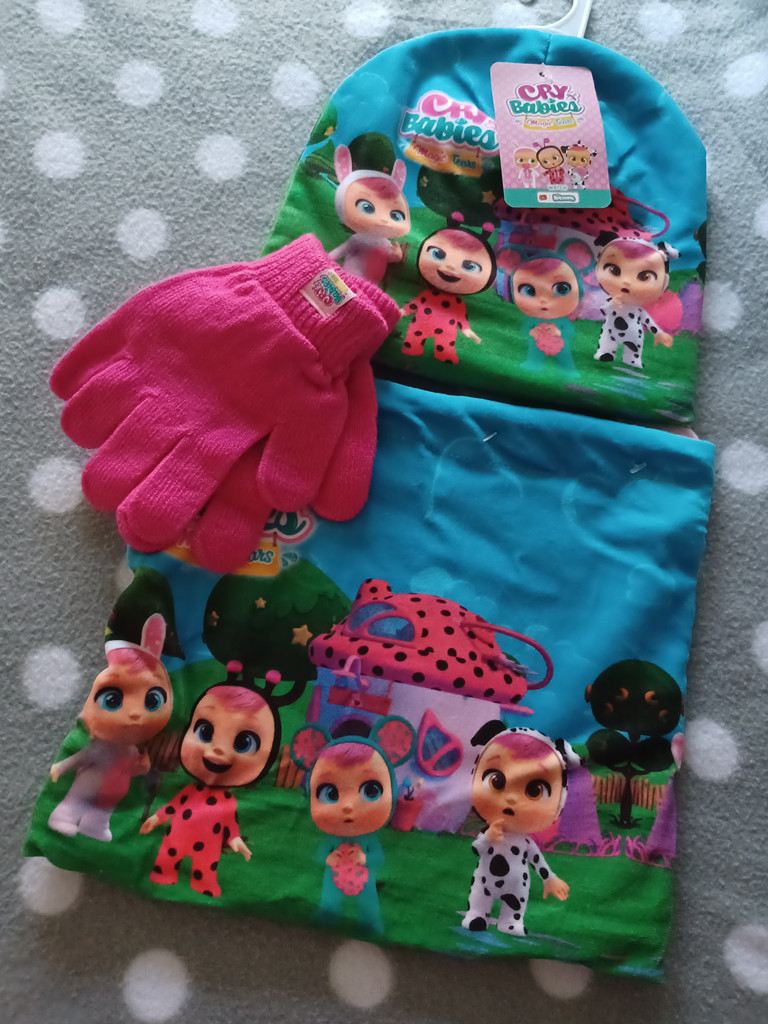 CRY BABIES Winterzubehör für Mädchen – 3tlg. Set mit Mütze, Schal & Handschuhen