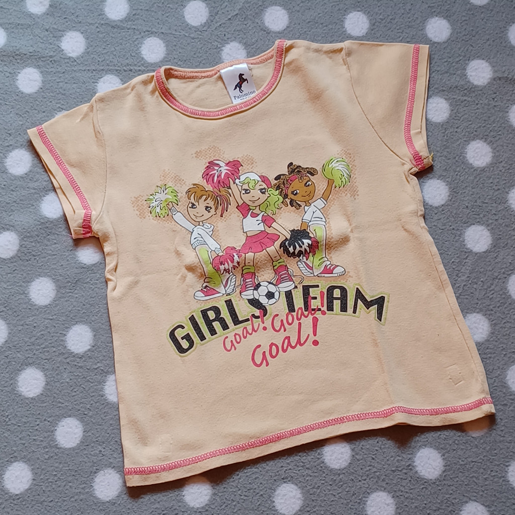 C&A Palomino Mädchen T-Shirt Größe 110 Beige Girls Team