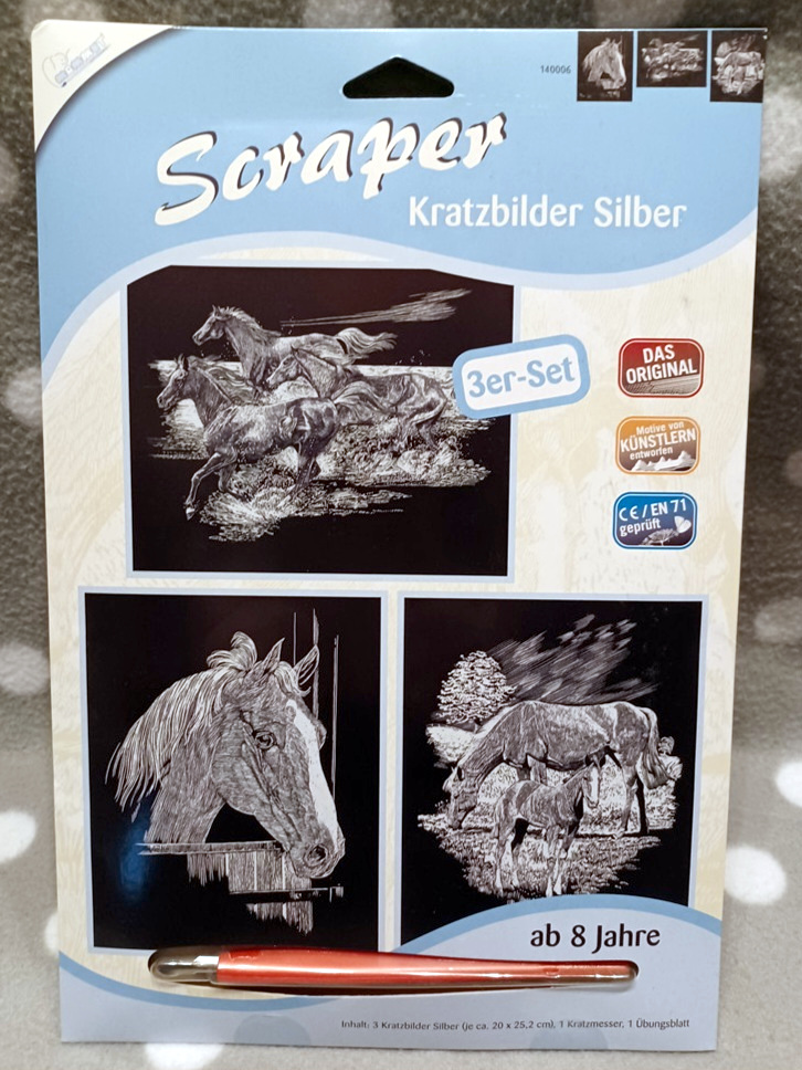 Scraper Kratzbild Silber – Pferde Motive