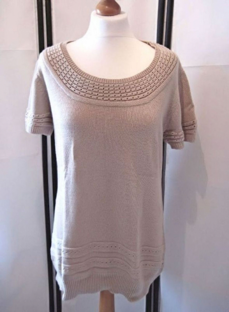 Cheer Pullover Damen Loch & Strickmuster beige Größe 40/42 Cheer Pullover Damen Loch & Strickmuster beige Größe 40/42
