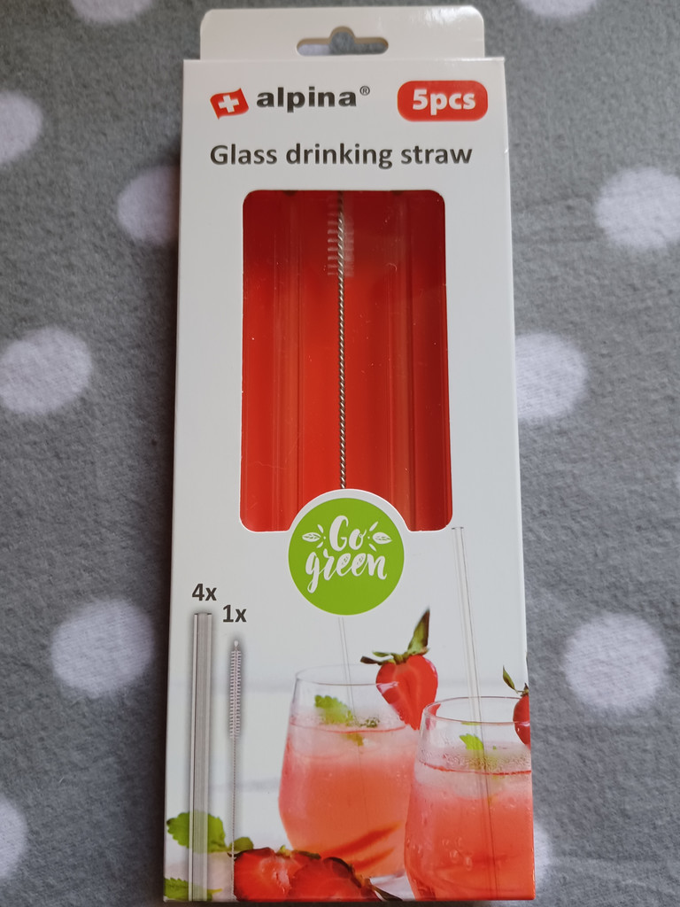 4x Trinkhalme aus Glas mit Reinigungsbürste 