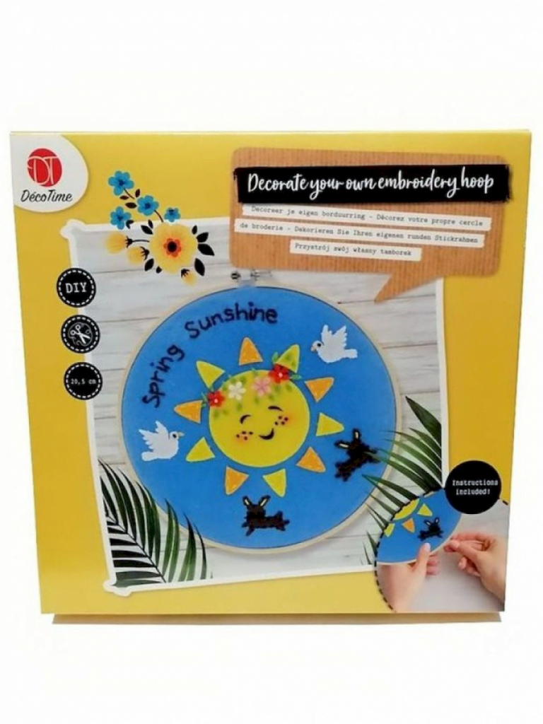 DecoTime Ostern Deko-Set Stickrahmen mit Nadel Fleecestoff Motiven Garn #14337