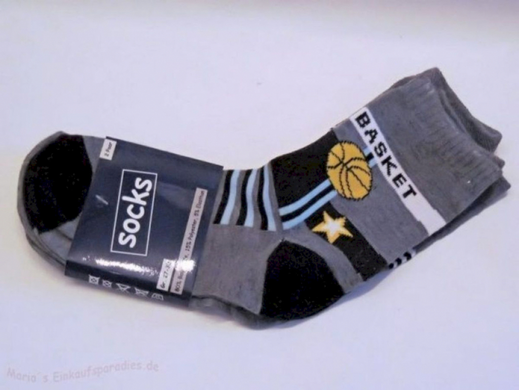 Socken Jungen 2er Pack mit Basketball Soccer Motiv Größe 27-30  Socken Jungen 2er Pack mit Basketball Soccer Motiv Größe 27-30