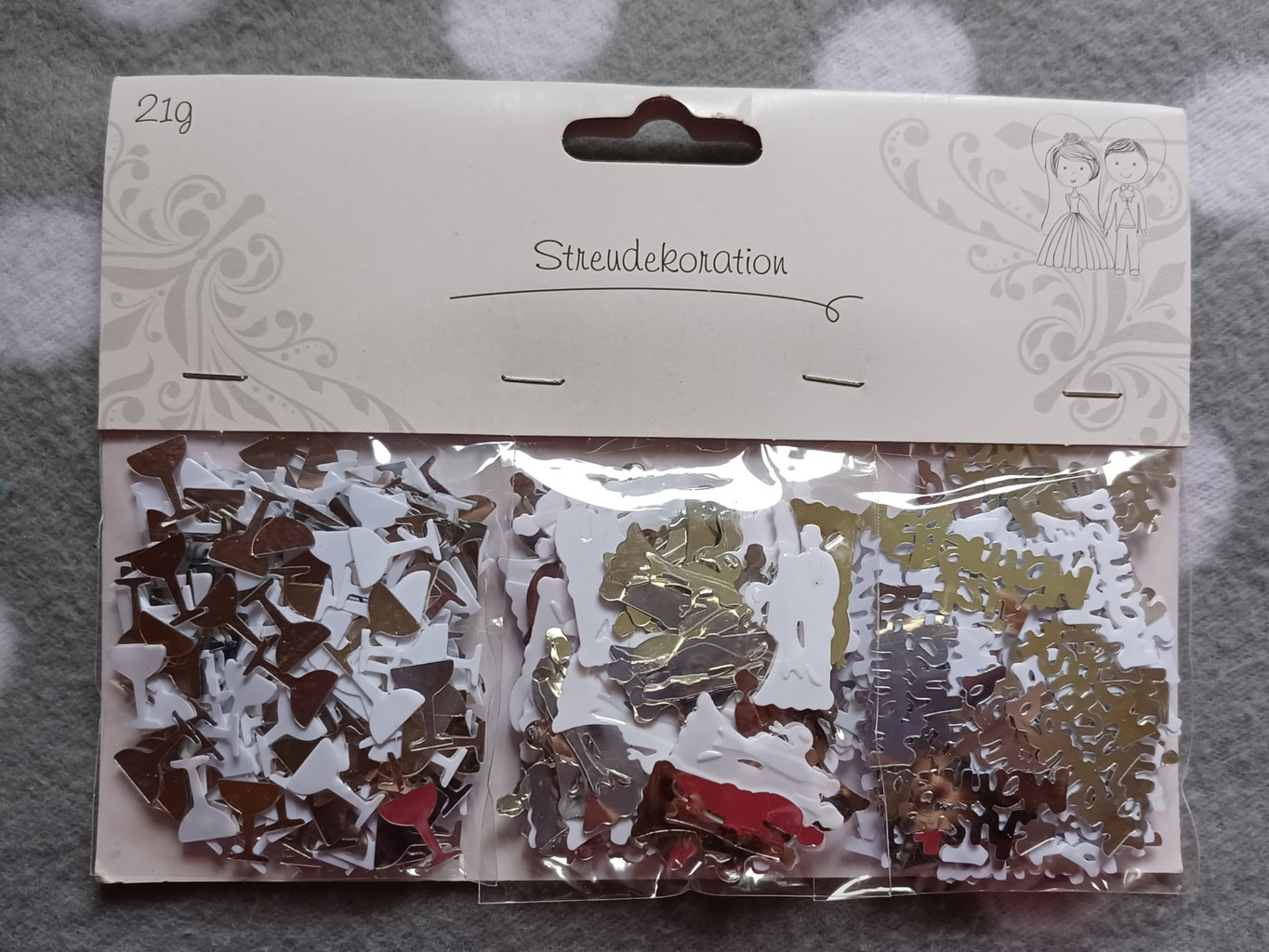 Streudeko - Konfetti - Hochzeit Liebe - Weiß/Silber  Streudeko - Konfetti - Hochzeit Liebe - Weiß/Silber