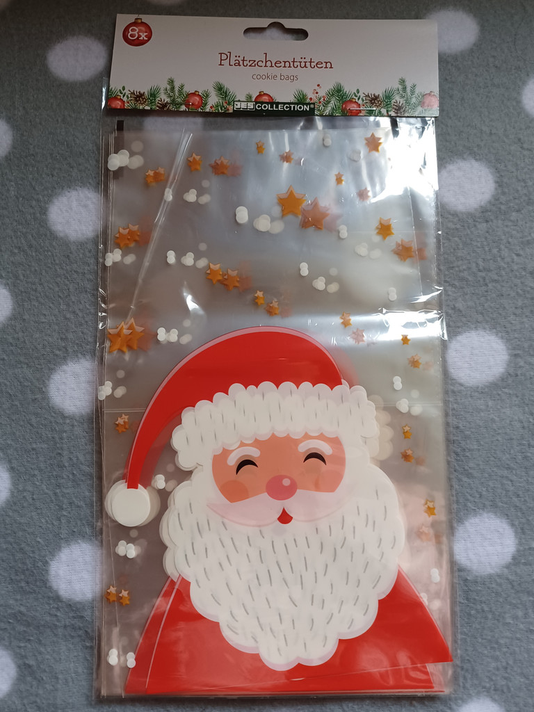 8 Stück Plätzchen Tüten Weihnachten 14cm x 24cm - Weihnachtsmann