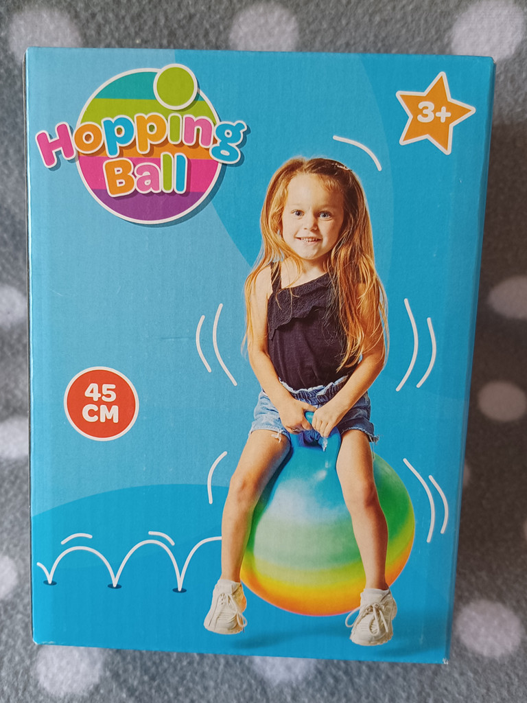 Regenbogen Hüpfball 45cm für Kinder ab 3J | Hopping Ball mit Griff Sprungball