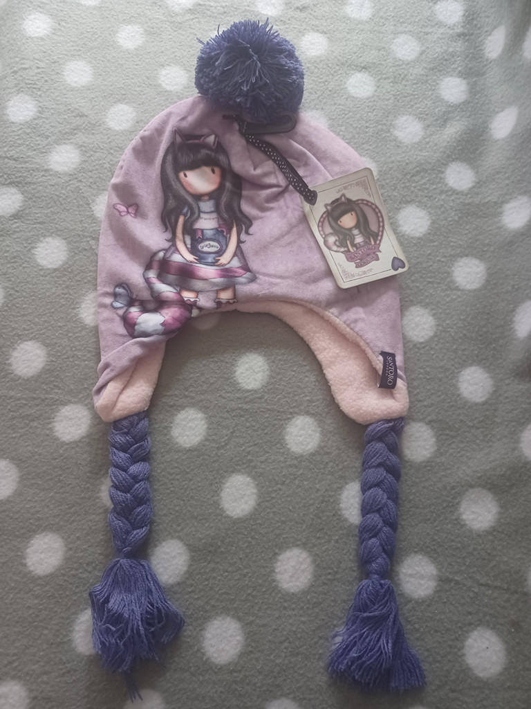 Santoro Gorjuss Mütze für Mädchen – Rosa/Lila mit Bommel, Ohrenklappen