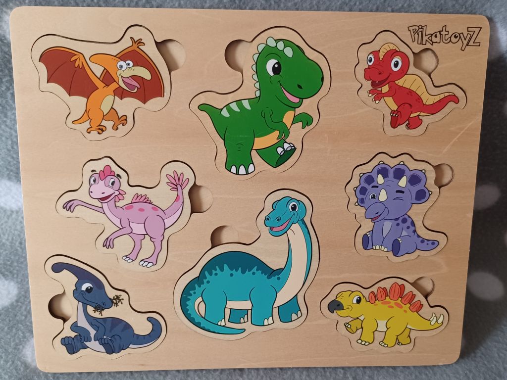PikatoyZ Holz-Steckpuzzle Dinosaurier für Kleinkinder