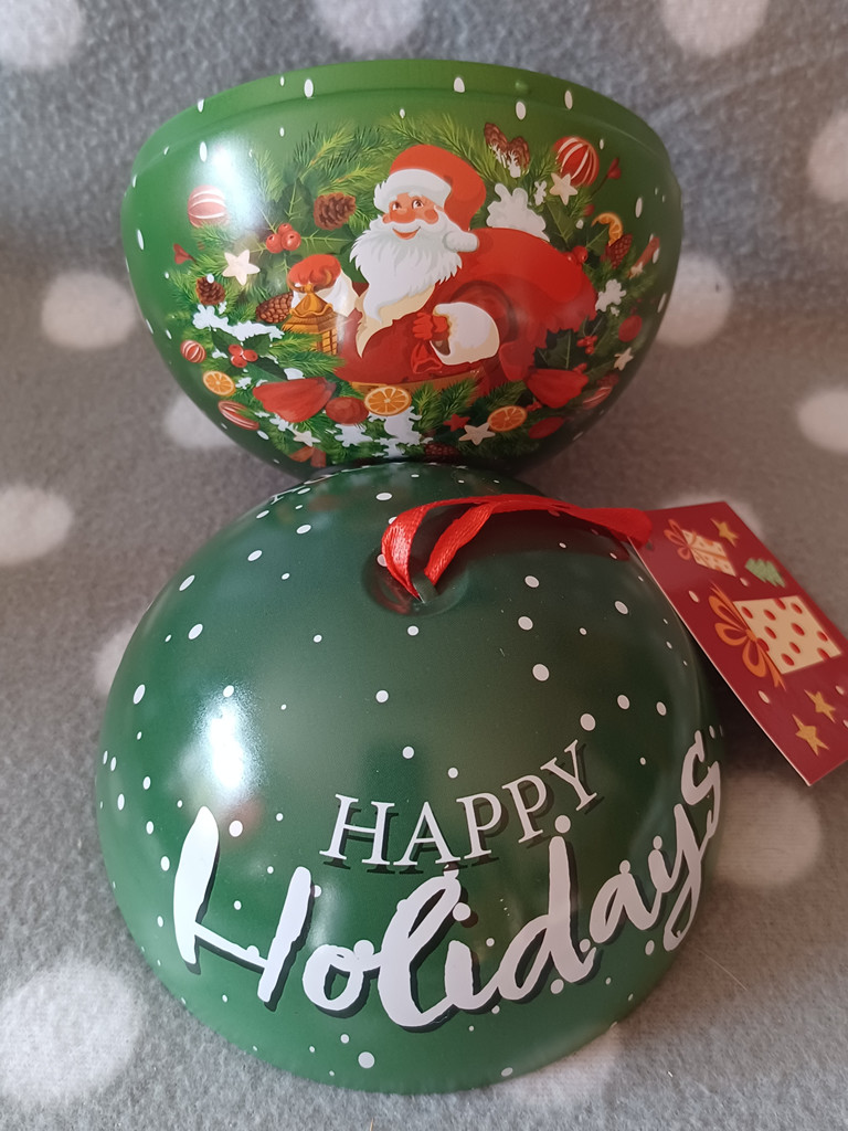 Happy Holidays Weihnachts-Geschenkdose Metall Kugel