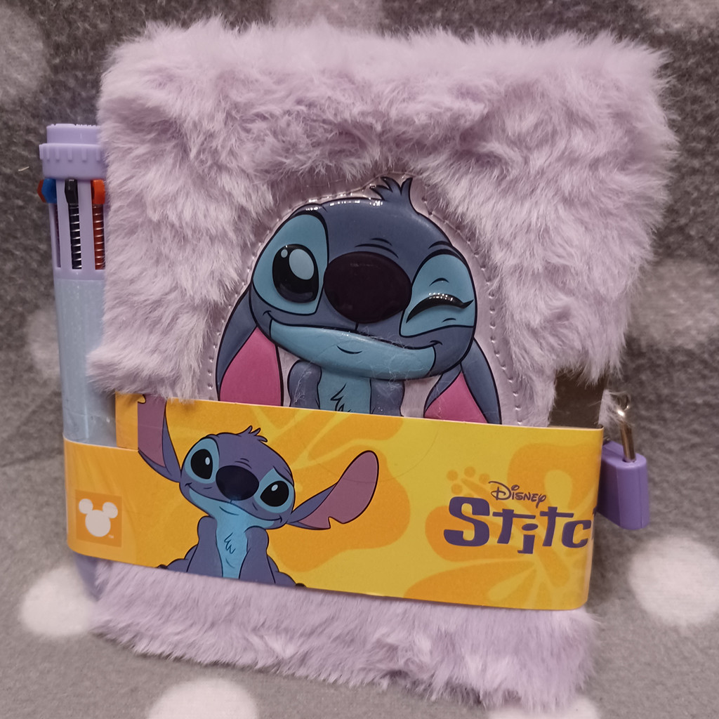 Disney Stitch Tagebuch mit Schloss und Kugelschreiber - Flauschig Lila