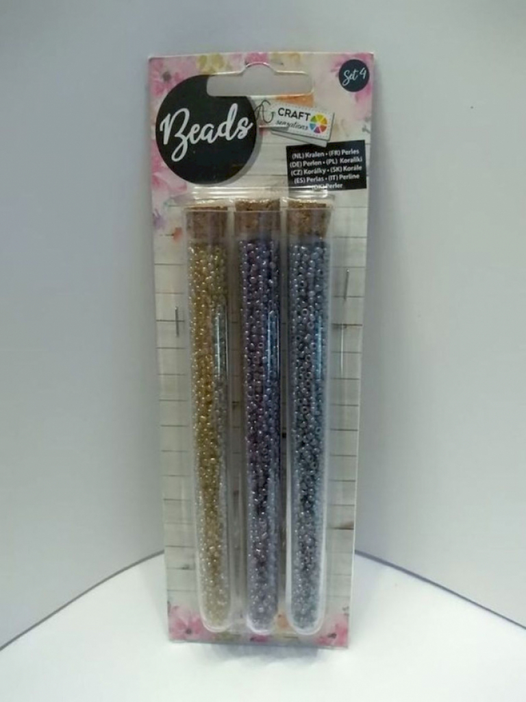 Perlen - Set - 3 x 20g - gelb/lila/grau Perlen - Set - 3 x 20g - gelb/lila/grau