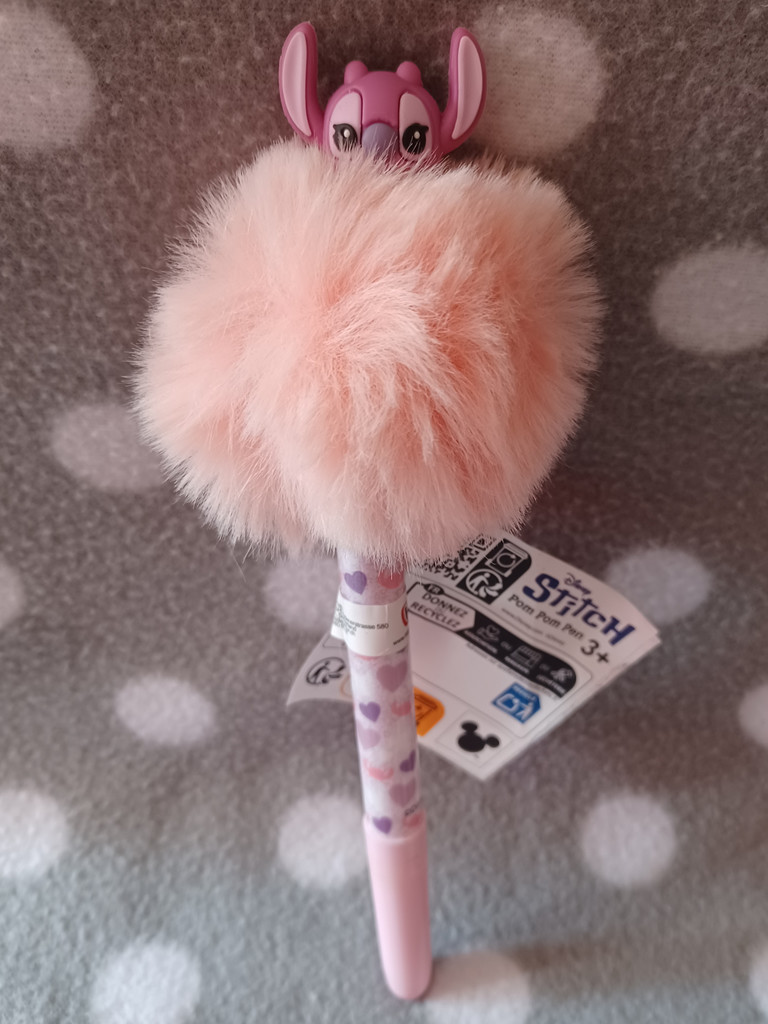 Disney Stitch Pompom Kugelschreiber Flauschiger Schreibstift lila rosa
