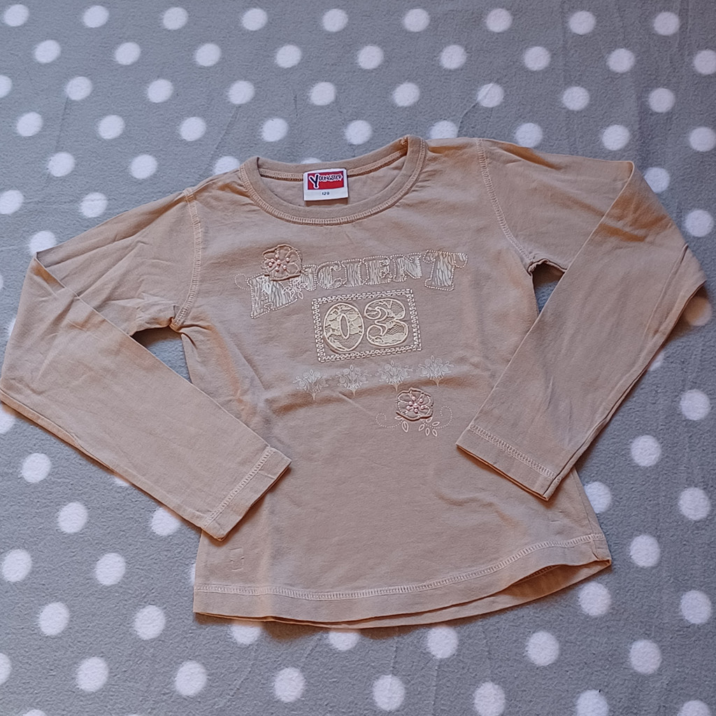 Youngster Langarmshirt Beige Gr. 128 mit Applikationen