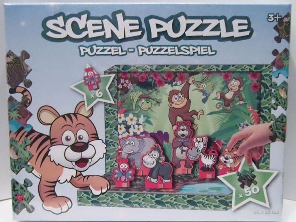 Scene Puzzle Puzzlespiel 56 Teile 20x26cm ab 3 Dschungel  Scene Puzzle Puzzlespiel 56 Teile 20x26cm ab 3 Dschungel