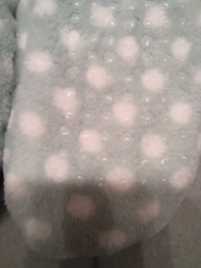 Damen-Hausschuhe – Hellblau mit Punkten & Pompons (Gr. 40/42)