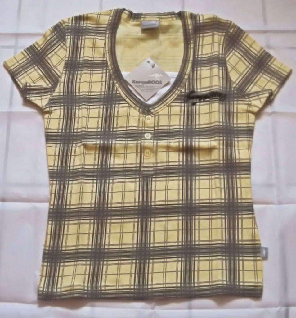 Kangaroos T-Shirt Shirt Mädchen gelb kariert Kangaroos T-Shirt Shirt Mädchen gelb kariert