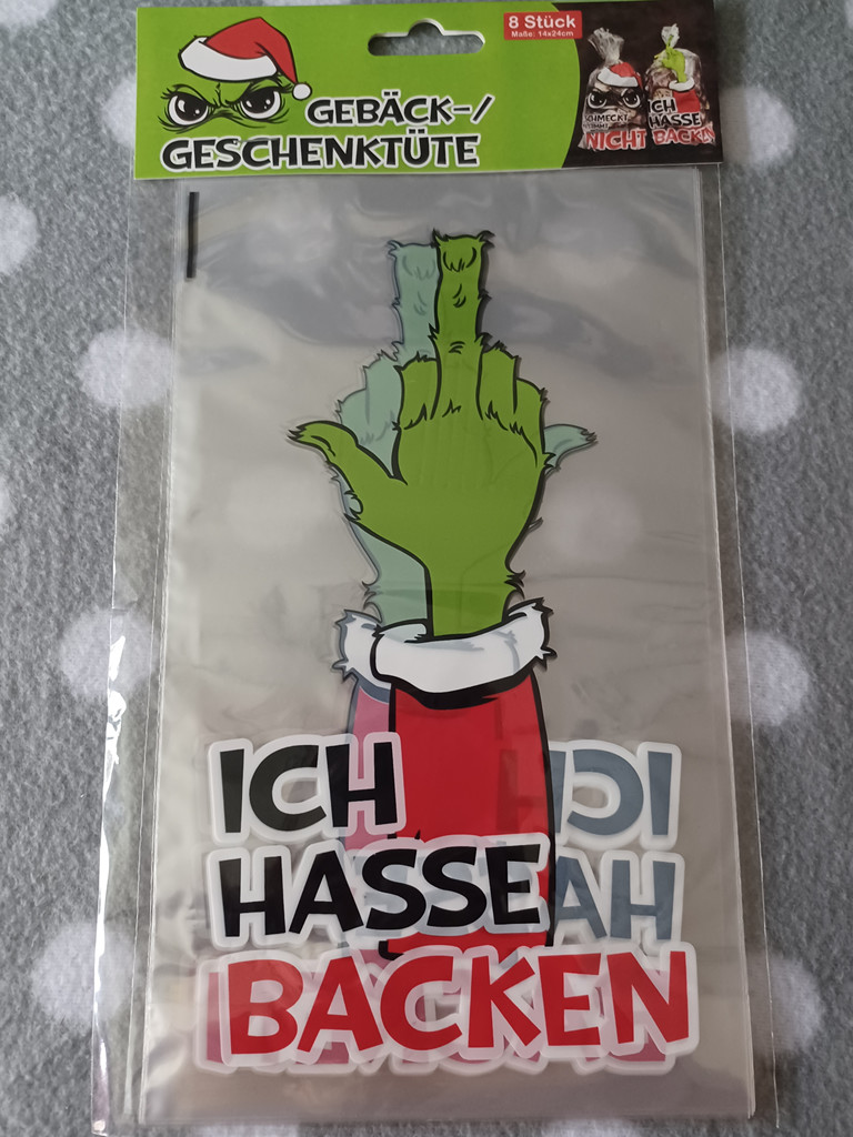8 Stück Plätzchen Tüten Weihnachten 14cm x 24cm - Grinch