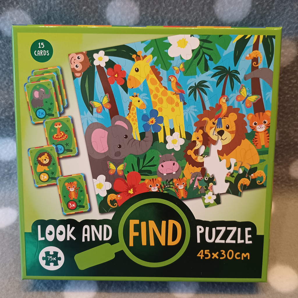 Look and Find Puzzle Suchspiel 75 Teile Kinderpuzzle Dschungel Tiere 45x30cm
