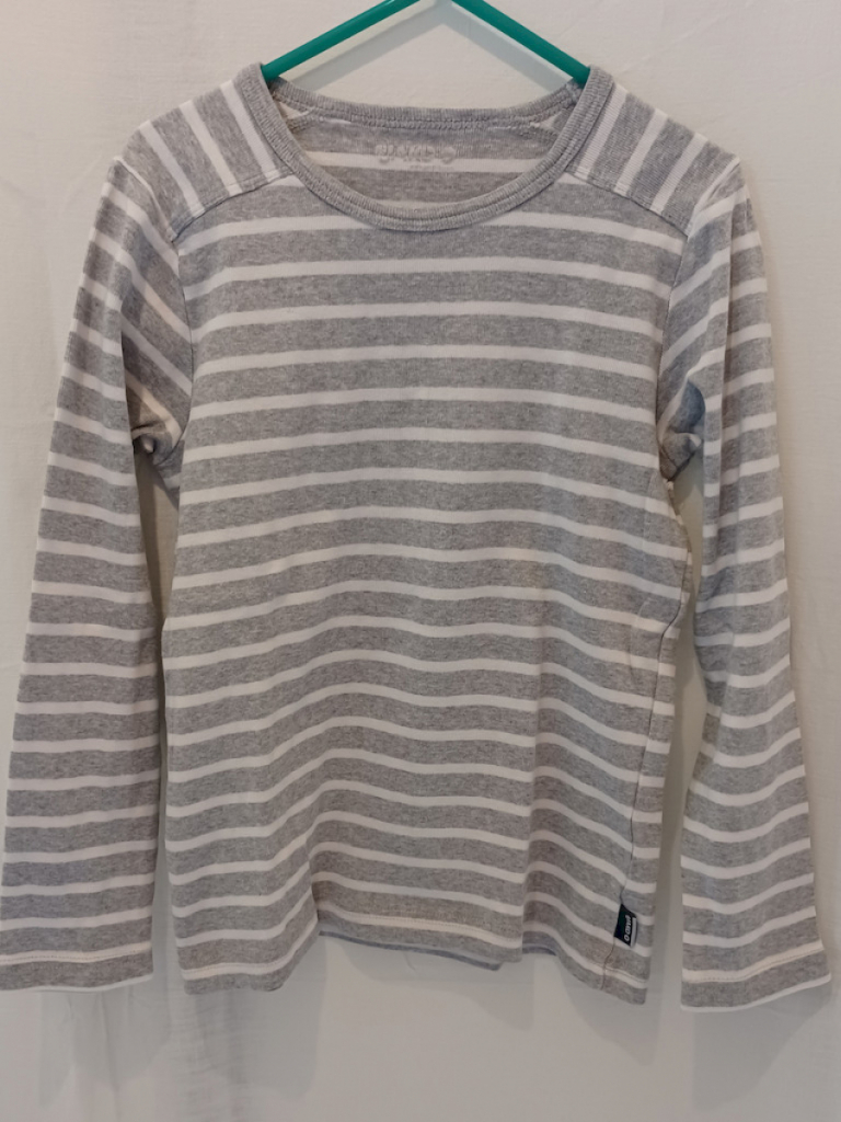 Yako-o LA-Shirt Mädchen Grau/Weiß gestreift Gr.128/134 #16669