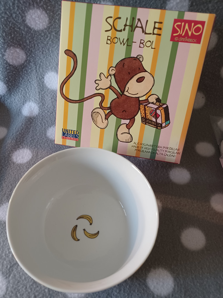 United Labels Sino Steinbeck Porzellanschale Affe mit Bananen