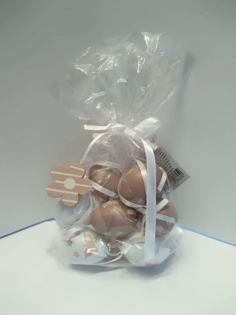 Ostern Baumschmuck Osterschmuck Baumaufhänger 8 Ostereier Weiß/Rosa 4cm #13920