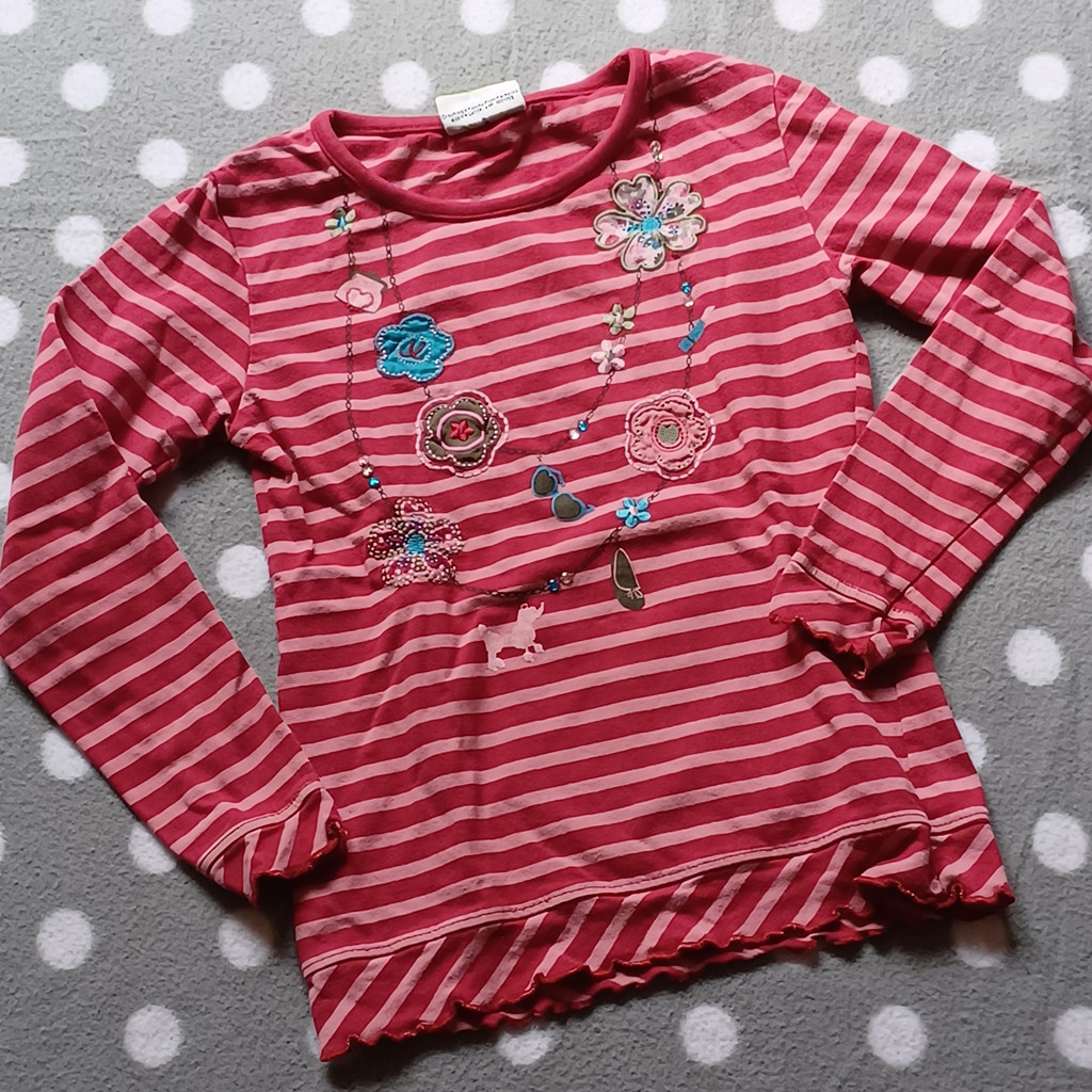 Topolino Langarmshirt Mädchen Größe 122 Rosa Rot Gestreift