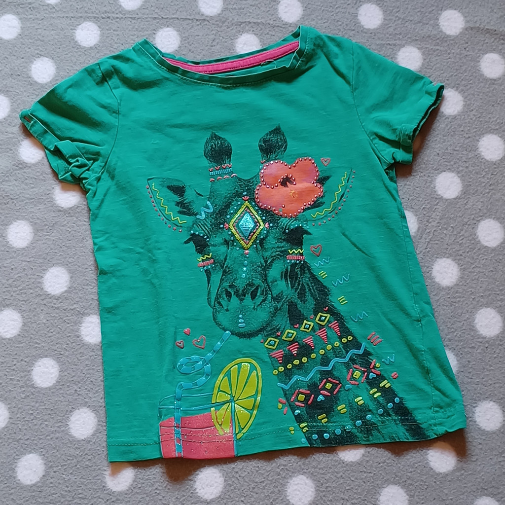 C&A T-Shirt Mädchen Giraffe Grün Größe 110