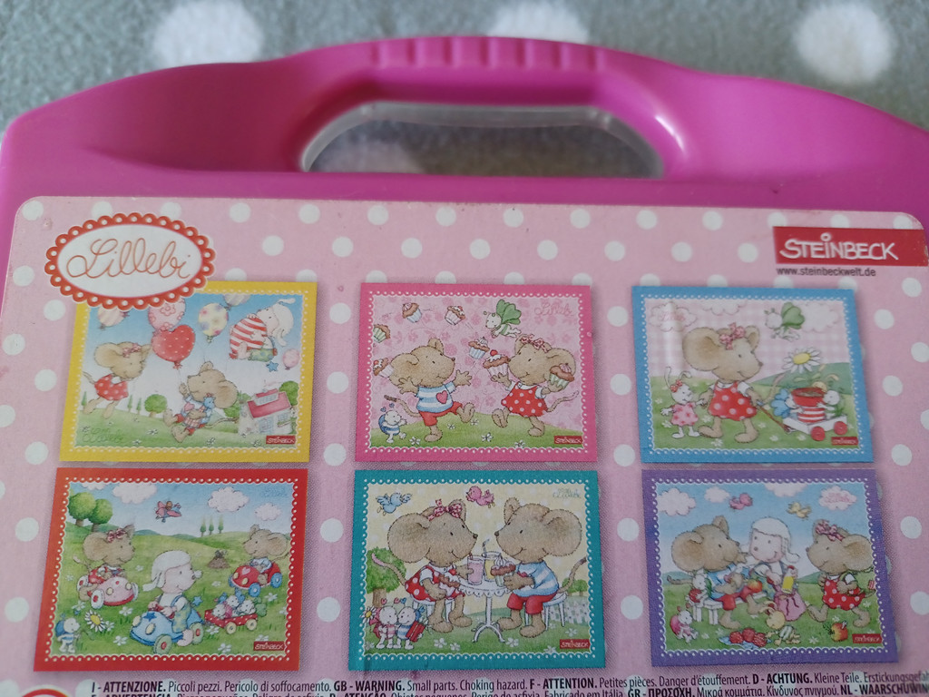 Lillebi Steinbeck Würfelpuzzle 12 Teile im Koffer 6 Motive Maus Puzzle ab 3