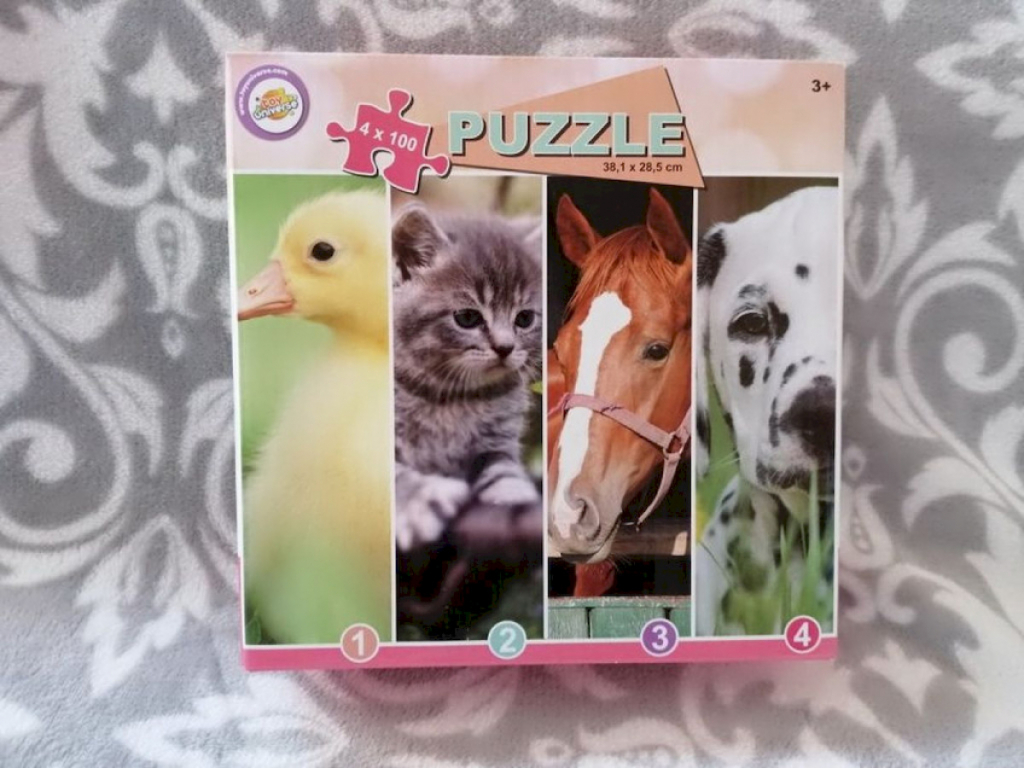 Puzzle 4x 100tlg. Tierwelt je 38x28cm ab 3 Jahre Puzzle 4x 100tlg. Tierwelt je 38x28cm ab 3 Jahre