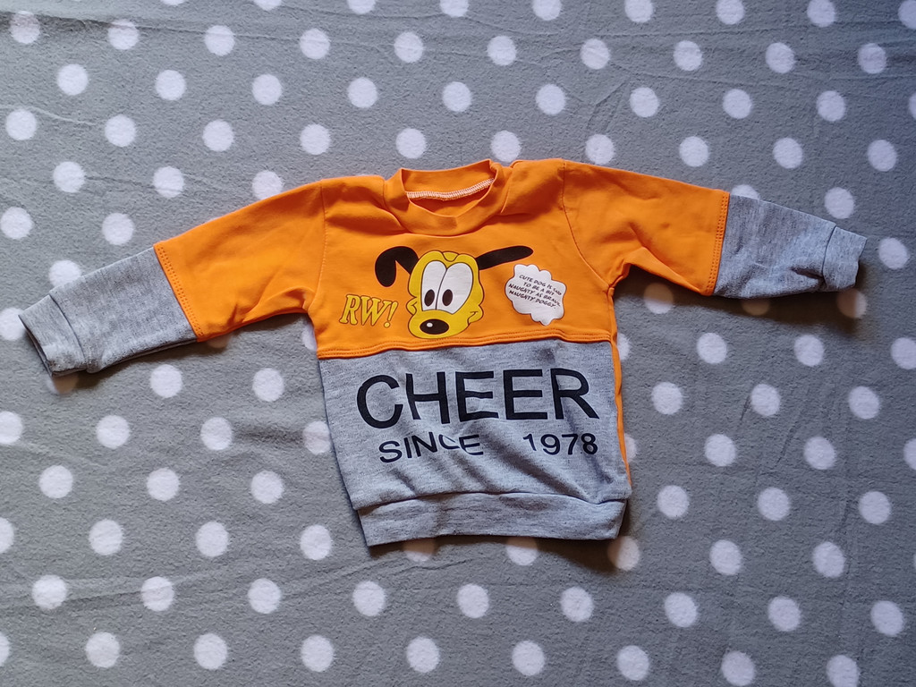 Pullover Junge Cheer Hund Orange/Grau Gr.86 #17329