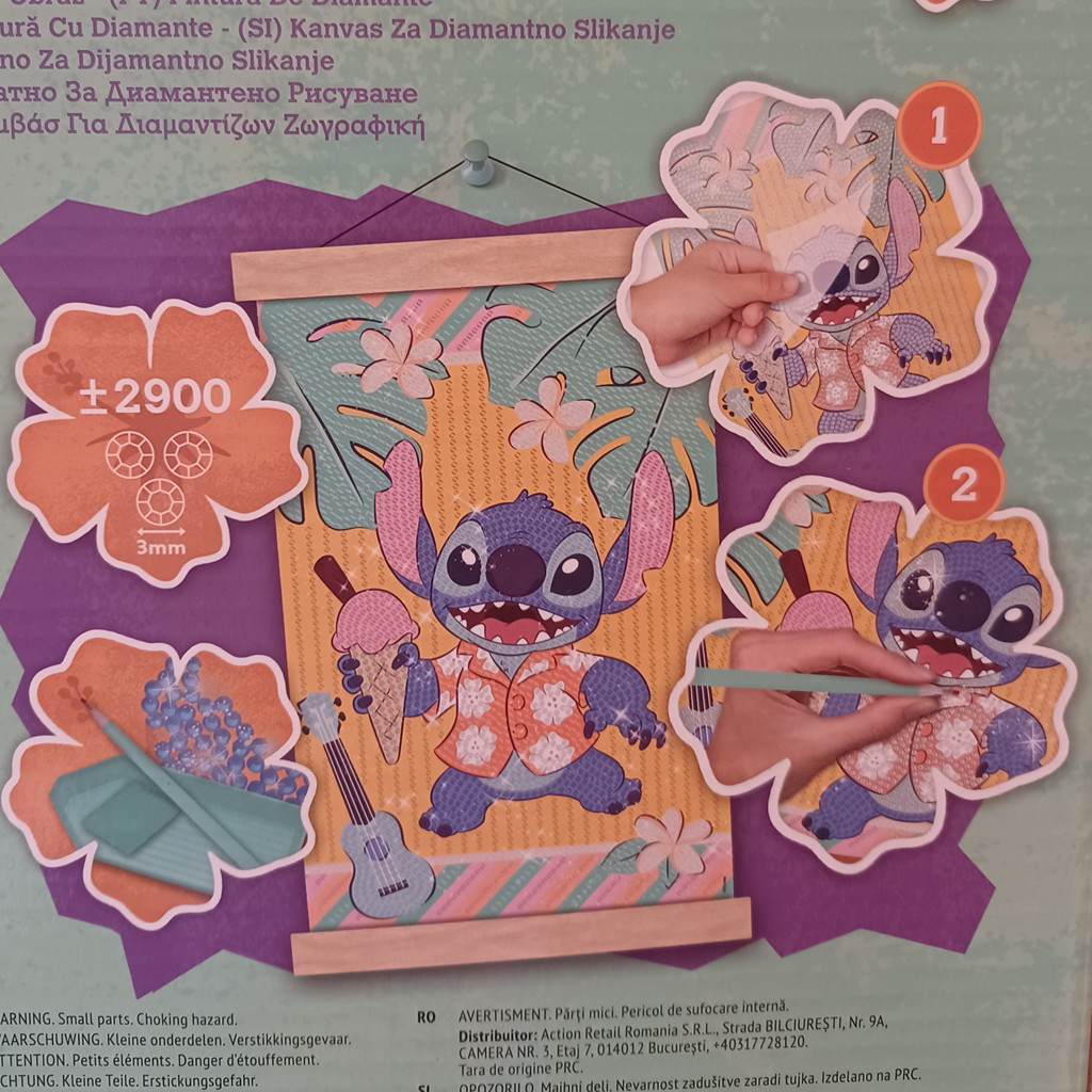 Disney Stitch Diamond Painting Canvas Malset Glitzersteine Bild 30x20 cm