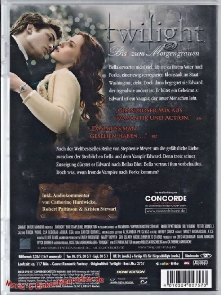 DVD-Film: Twilight Bis(s) zum Morgengrauen DVD-Film: Twilight Bis(s) zum Morgengrauen