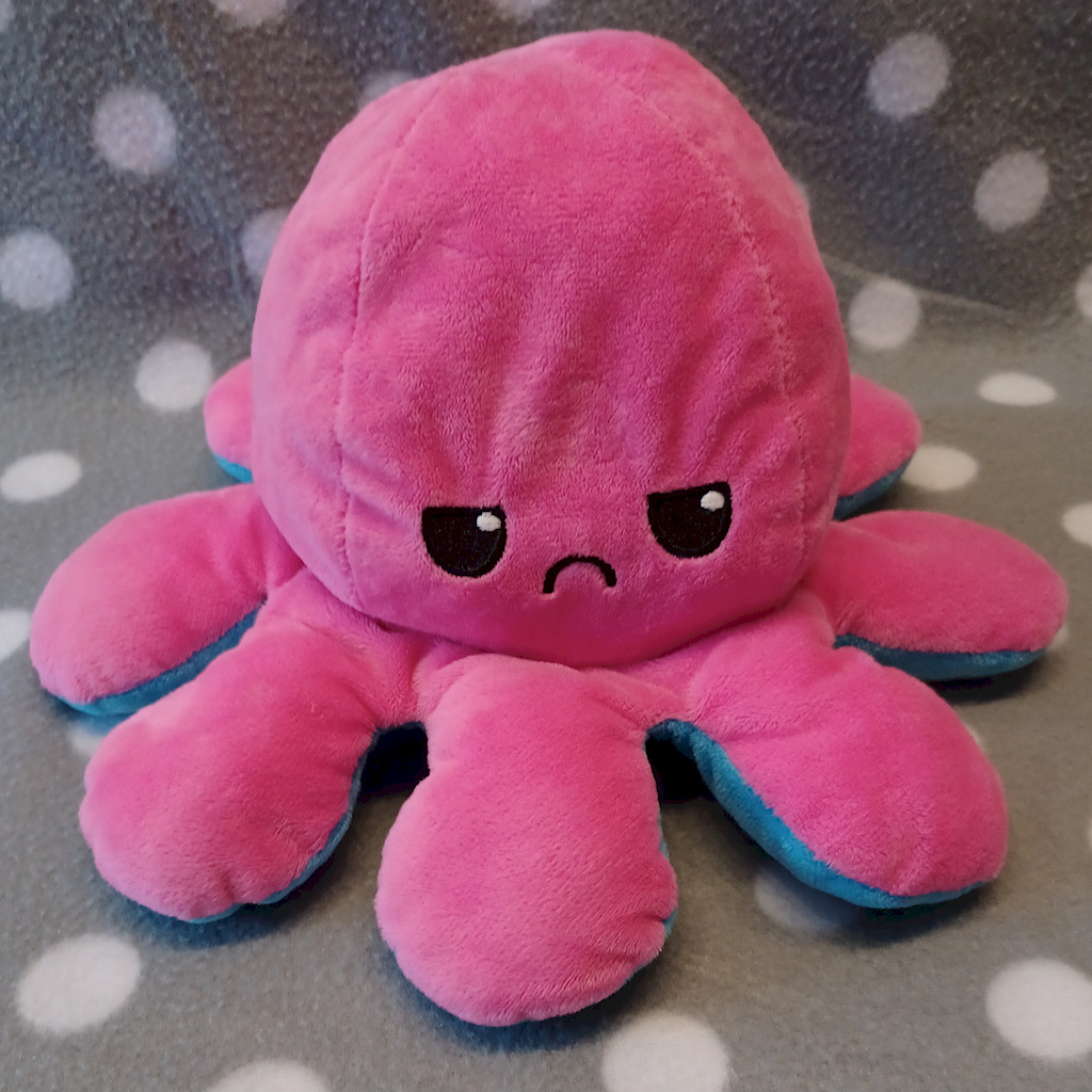 Reversible Octopus Plüschtier Stimmungs-Oktopus Blau Pink