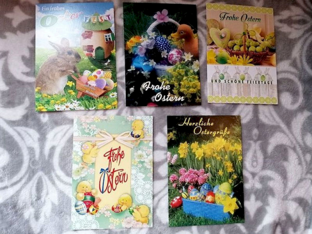 5x Ostern Postkarten 15x11cm mit schönen Motiven  5x Ostern Postkarten 15x11cm mit schönen Motiven