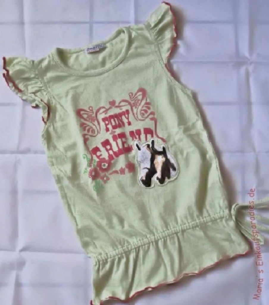 CriCri Kidswear Shirt Mädchen bedruckt Pferdemotiv grün Gr. 110 #10304