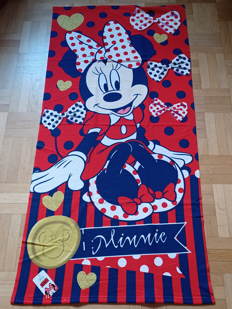 Minnie Maus Strand- oder Badetuch mit buntem Disney-Motiv, 70 x 140 cm