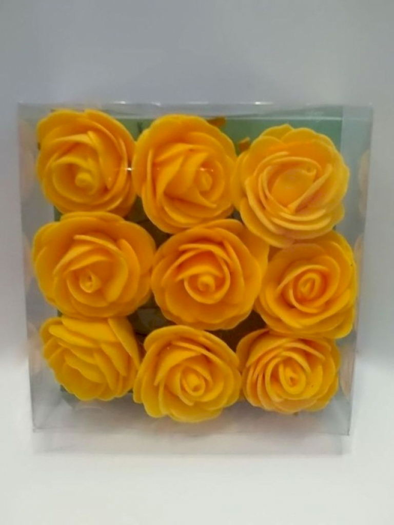 9 Schaumrosen (Rosen) 4cm dunkles Gelb Dekorosen 9 Schaumrosen (Rosen) 4cm dunkles Gelb Dekorosen
