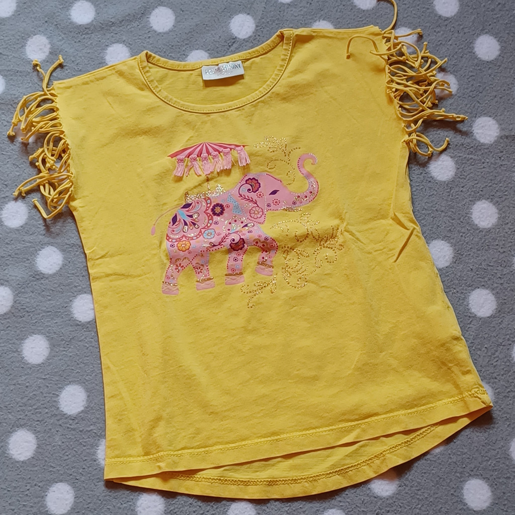 LC Waikiki T-Shirt Mädchen Gelb Elefant Print Gr. 104/110
