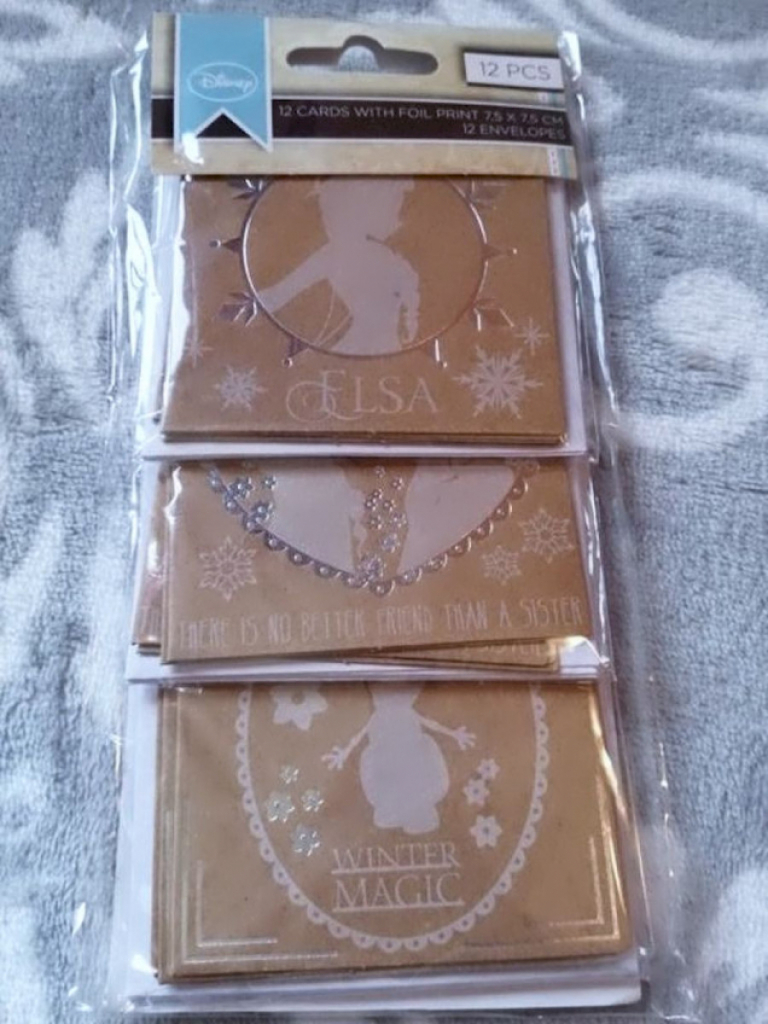 12x Grußkarte Disney Frozen 7,5x7,5cm mit Kuvert 