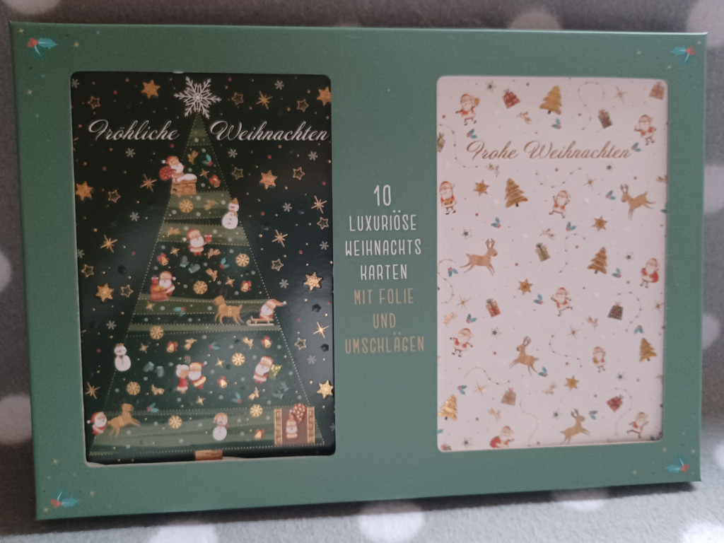 10 Weihnachtskarten - 2 versch. Motive - mit Kuvert & Folienprägung #17708