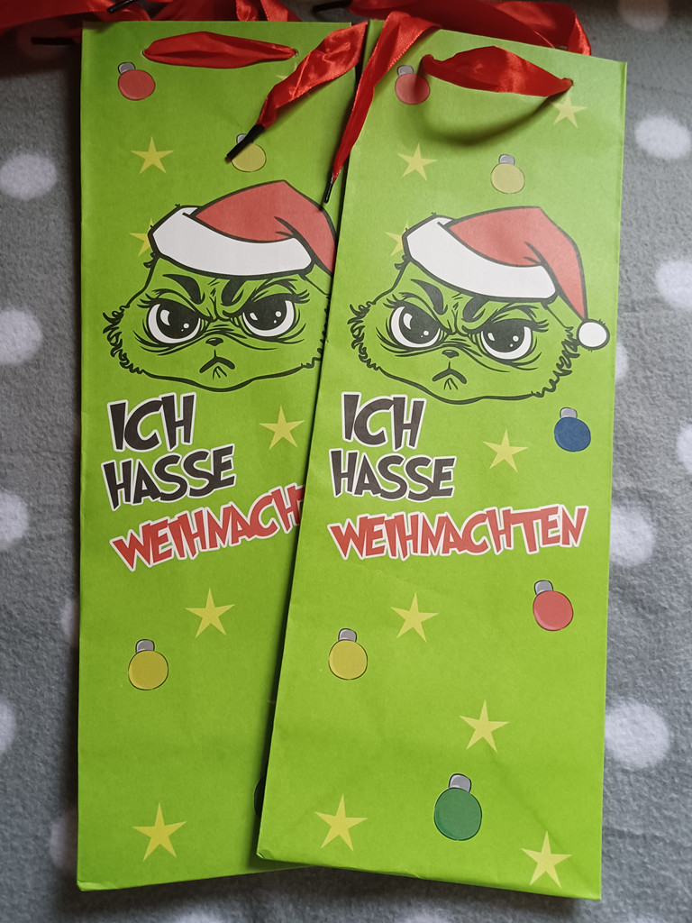 Grinch 2 x Flaschenbeutel Weihnachten zum verschnüren Grinch 2 x Flaschenbeutel Weihnachten zum verschnüren