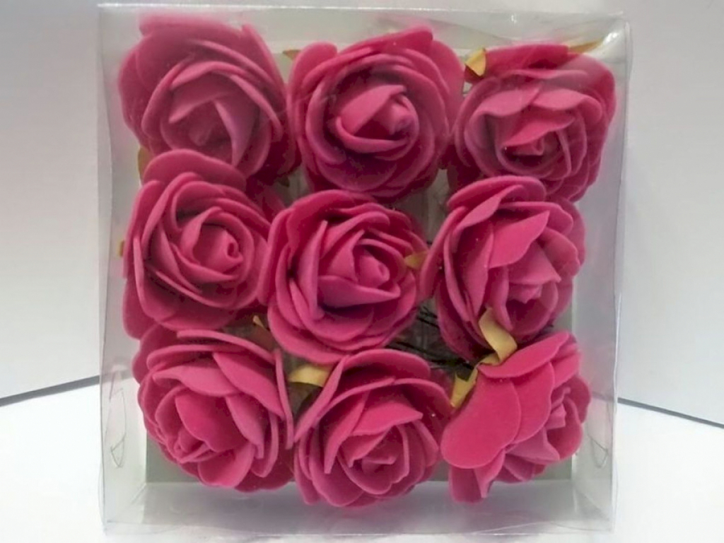 9 Schaumrosen (Rosen) 4cm dunkles Rosa Dekorosen 9 Schaumrosen (Rosen) 4cm dunkles Rosa Dekorosen