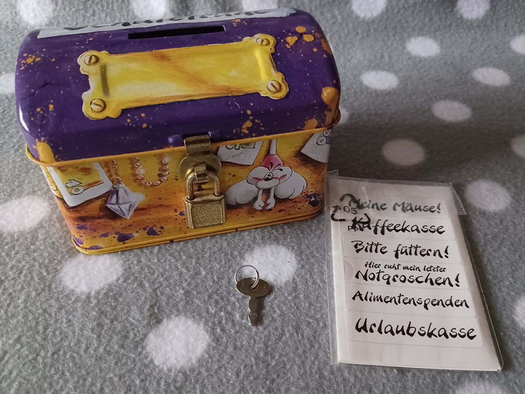 Diddl Sparschatz Truhe mit Schloss und Schlüssel Diddl Maus Sammlerstück