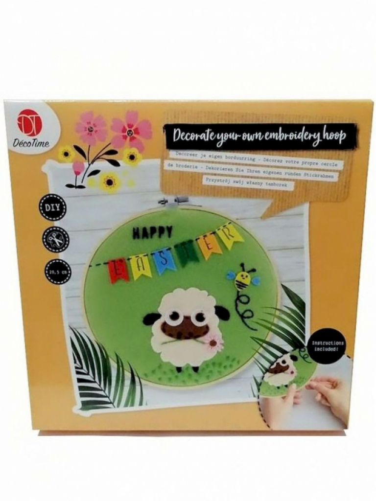 Ostern - Deko-Set - Stickrahmen mit Nadel & Fleecestoff - Schaf Ostern - Deko-Set - Stickrahmen mit Nadel & Fleecestoff - Schaf