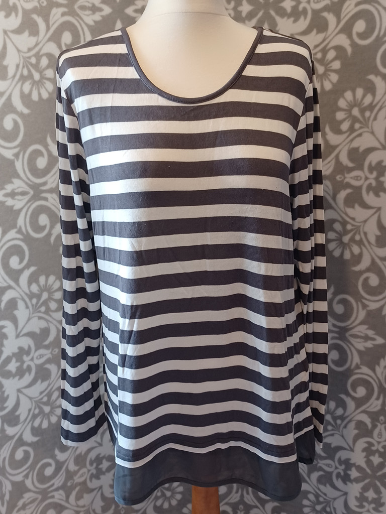 Street One Langarmshirt gestreift Grau/Weiß Gr. 42