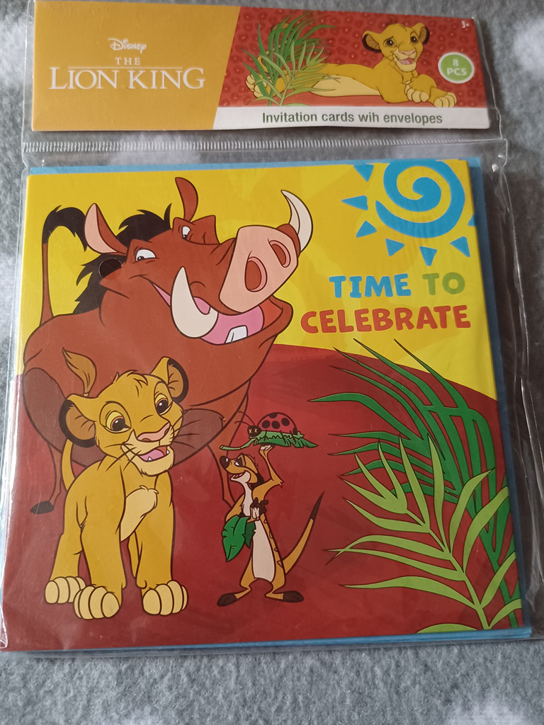 Disney Der König der Löwen Einladungskarten 12x12 cm 4 Stück mit Umschlägen