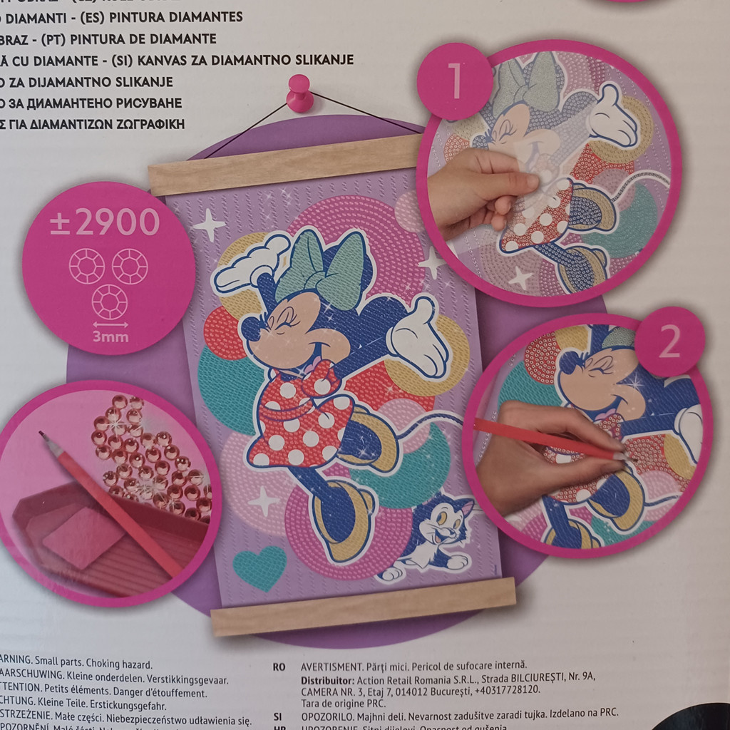 Disney Junior Minnie Maus Diamond Painting Set für Kinder Leinwand 30x20cm
