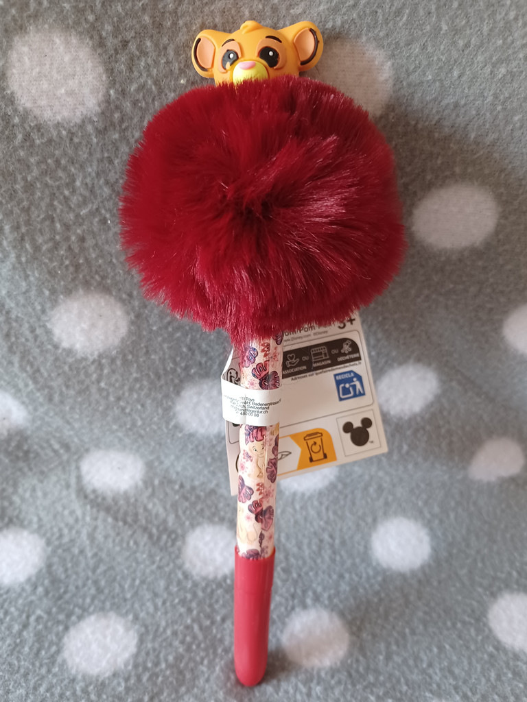 Disney König der Löwen Kugelschreiber Simba mit rotem Pompon Plüsch Stift